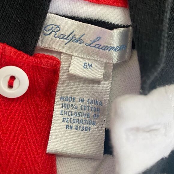 Polo Ralph Lauren Baby Boys Shortall Striped White Polo Infant size 6M - Picture 5 of 5